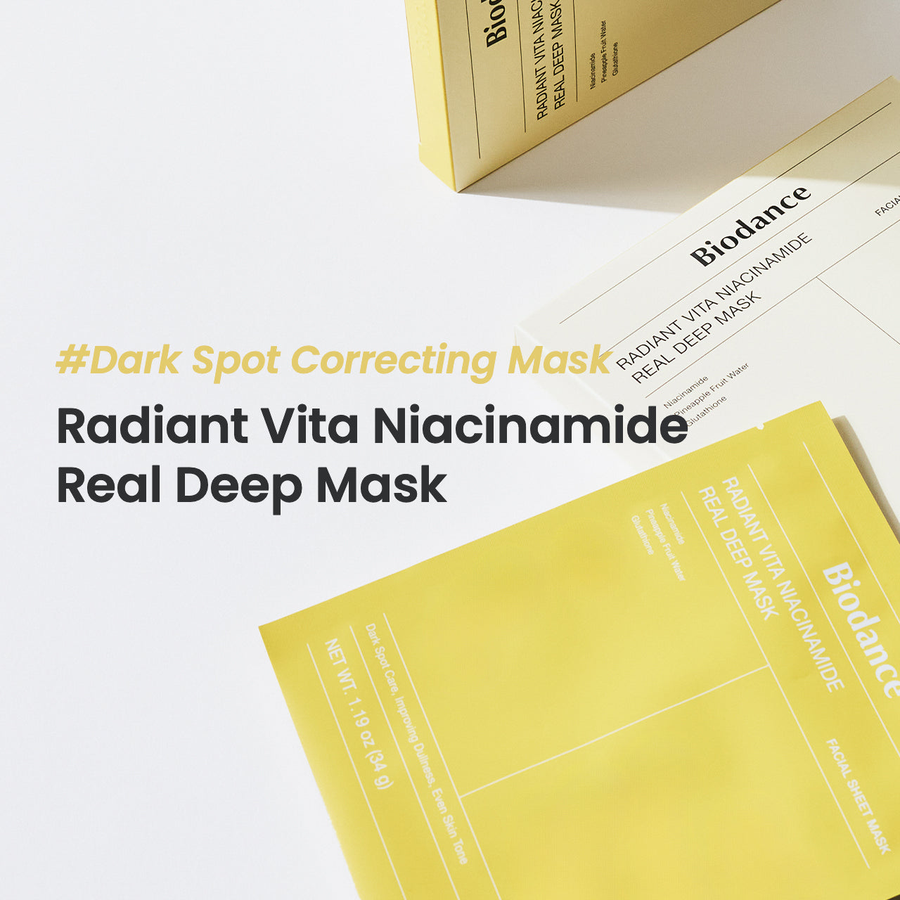 ريدينت فيتا نياسيناميد ماسكات ورقية من بايودانس الكورية 🇰🇷
Biodance Radiant Vita Niacinamide Real Deep Mask