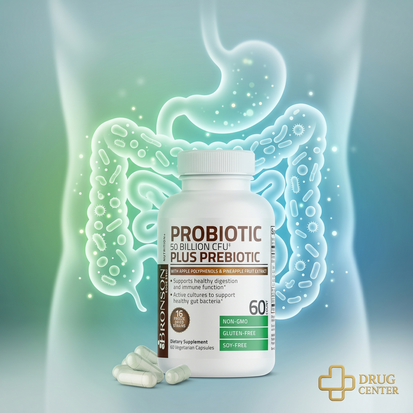 مكمل البروبيوتيك مع البريبايوتك من برونسن الامريكية 🇺🇲
Bronson Probiotic 50 Billion + Prebiotic
دعم مباشر لتوازن الجهاز الهضمي والمناعة.
✔️ 50 مليار CFU من البكتيريا النافعة عالية الفعالية
✔️ مزيج بروبيوتك + بريبايوتك لتعزيز نمو البكتيريا الجيدة
✔️ يدع