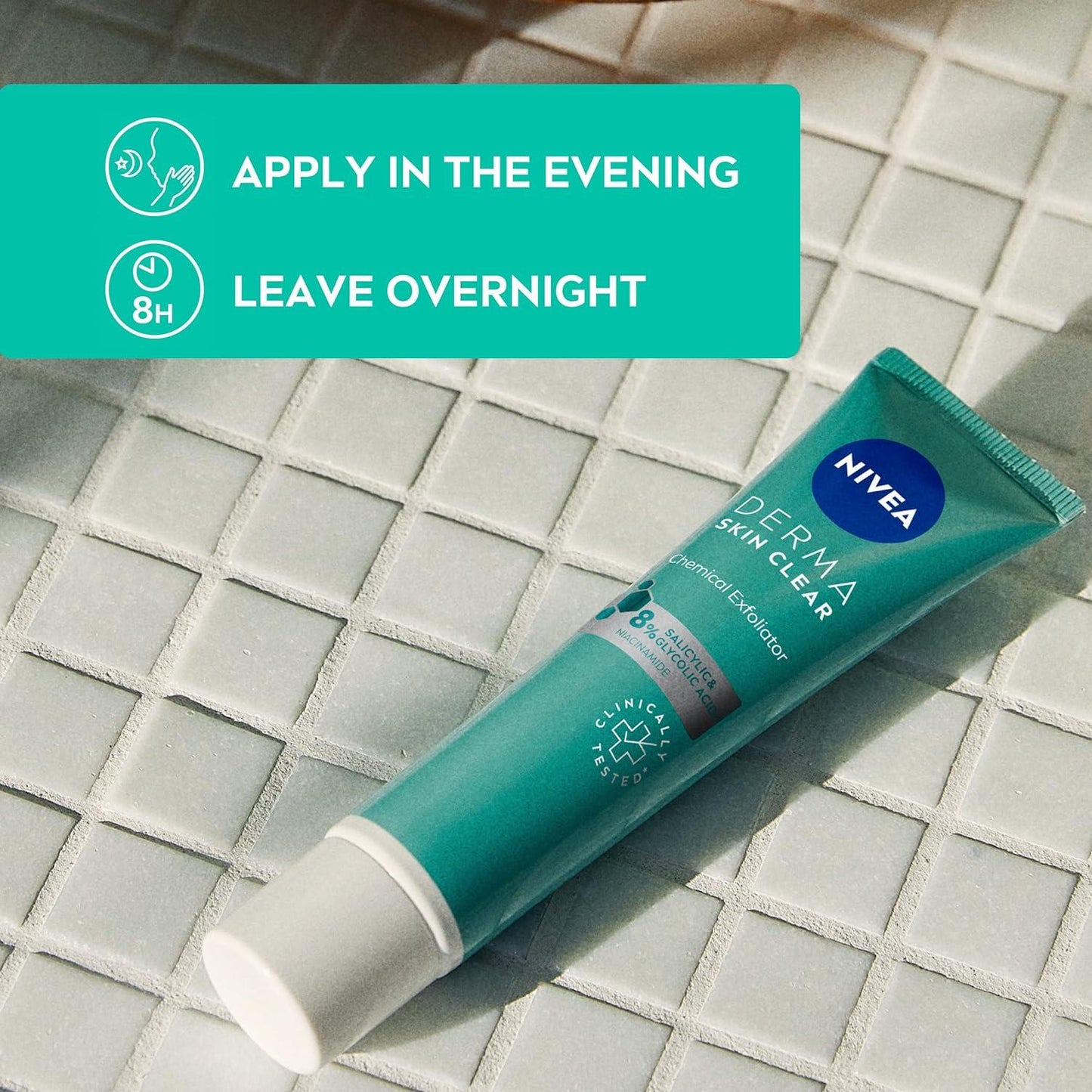 المقشر الكيميائي الليلي ديرما سكن كلير من نيفيا الألمانية
Nivea Derma Skin Clear Chemical Exfoliator
🇩🇪 ألمانيا
احصلي على بشرة أنقى وأكثر نعومة مع المقشر الكيميائي الليلي