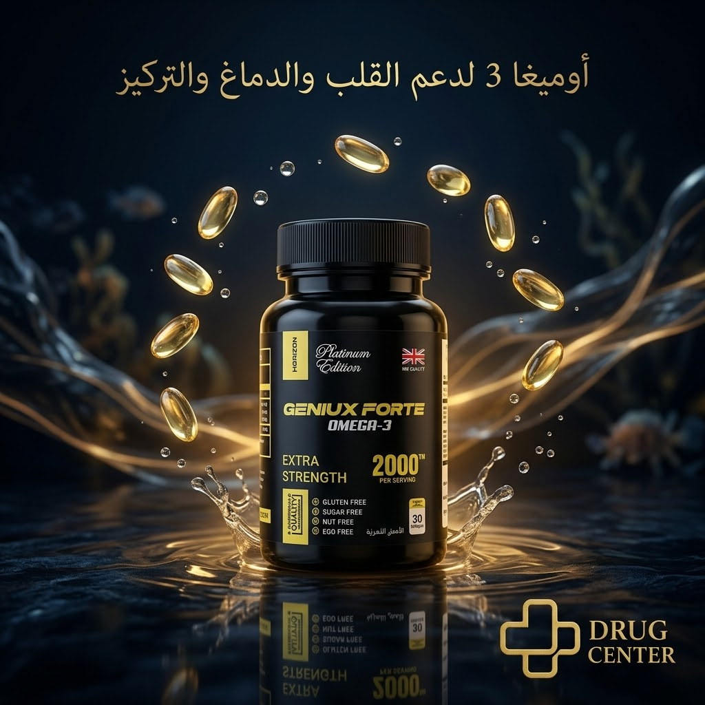 جينيس فورت اوميكا كبسول عالي التركيز من هورايزون الانكليزية 🇬🇧
💊 Genius Forte Omega 3 2000mg Softgels – Horizon