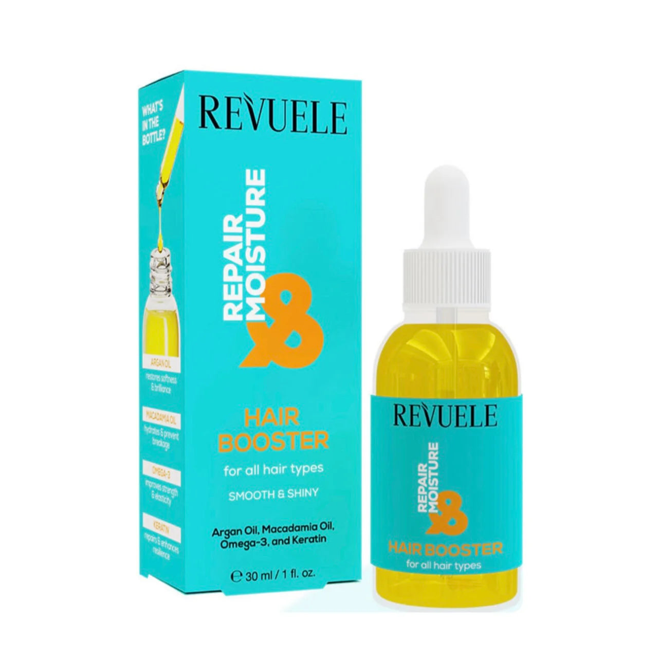 Revuele Repair & Moisture Hair Booster
ريبير اند مويستجر هير بوستر من ريفيولي البلغارية
ترميم عميق + ترطيب فوري
تركيبة غنية بزيت الأرجان والماكاديميا مع الكيراتين تعيد الحياة للشعر الجاف