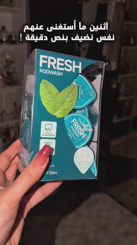 كبسولات فرش غسول الفم 
Fresh Podwash
Fresh Podwash Mouthwash Capsules

غسول فم مبتكر على شكل كبسولات يمنح انتعاشًا فوريًا للفم مع حماية من الروائح غير المرغوبة حتى 12 ساعة