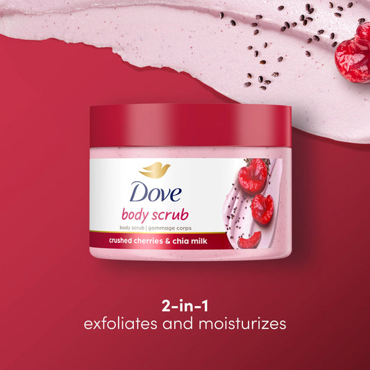 Dove Body Scrub Crushed Cherries & Chia Milk

تقشير + ترطيب بخطوة واحدة من دوف 
سكراب غني بحبيبات ناعمة يزيل الخلايا الميتة ويترك البشرة ناعمة ومشرقة
رائحة الكرز مع حليب الشيا تمنحك تجربة منعشة ولمسة حريرية تدوم
التركيبة:
حبيبات تقشير لطيفة
مستخلص الكرز
ح