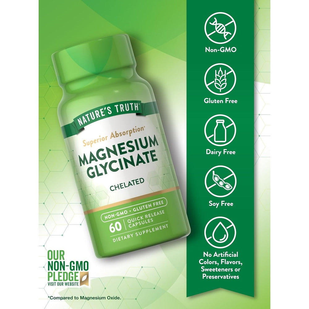 راحة الأعصاب ونوم أعمق مع مغنيسيوم كلايسنيت من نيجرز تروث الامريكية 🇺🇲
Magnesium Glycinate
 ✨ تركيبة مخلّبة عالية الامتصاص تدعم الاسترخاء، تقلل التوتر، وتساعد على تحسين جودة النوم وصحة العضلات بدون تهيّج للمعدة.
