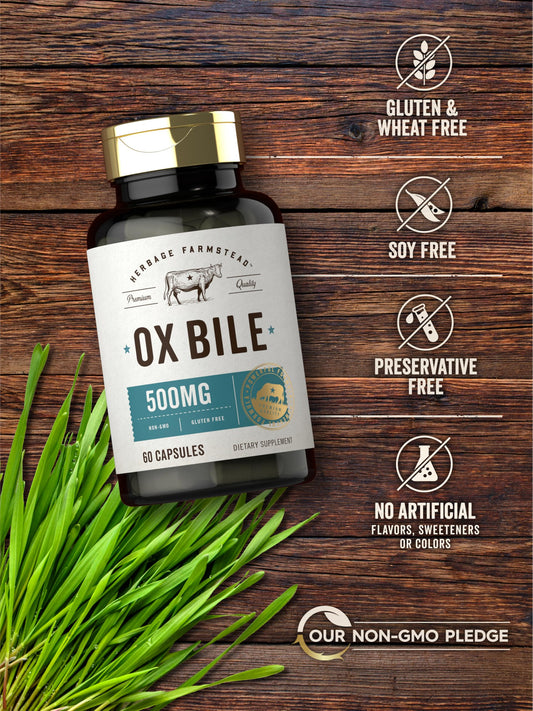 اوكس بايل من هيربج فارمستيد الامريكية 
🇺🇸 Ox Bile 500mg
✨ مكمل غذائي يحتوي على أملاح الصفراء البقرية، يُستخدم لدعم هضم الدهون وتحسين امتصاص الفيتامينات الذائبة في الدهون