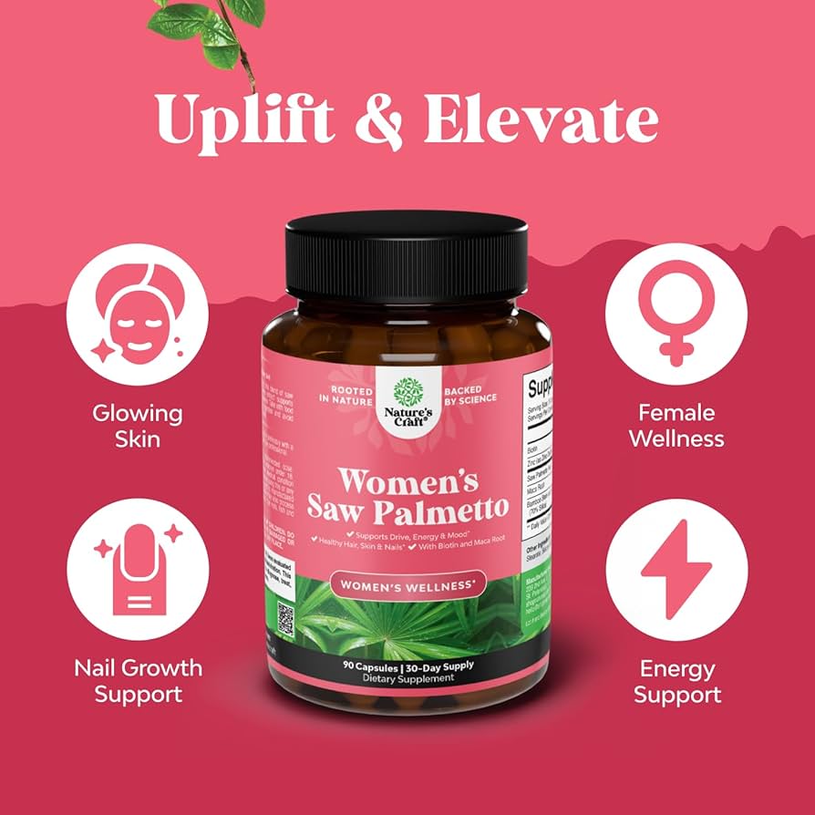 ومنز ساو بالميتو من نيجرز كرافت الامريكية 
🇺🇸 Nature's Craft Women's Saw Palmetto
✨ مكمل غذائي البلميط المنشاري المخصص لدعم صحة المرأة
