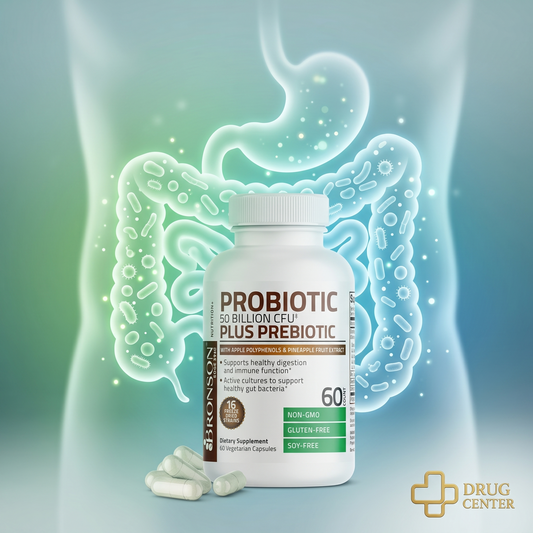 مكمل البروبيوتيك مع البريبايوتك من برونسن الامريكية 🇺🇲
 Bronson Probiotic 50 Billion + Prebiotic
دعم مباشر لتوازن الجهاز الهضمي والمناعة.
✔️ 50 مليار CFU من البكتيريا النافعة عالية الفعالية
✔️ مزيج بروبيوتك + بريبايوتك لتعزيز نمو البكتيريا الجيدة
✔️ يدع