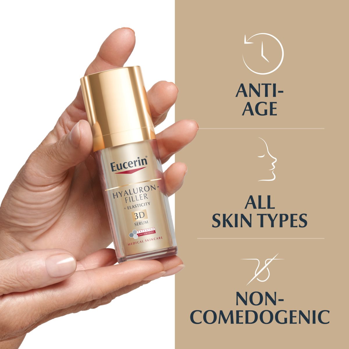 هايليورون فلر بلص ايلاستيسيتي ثري دي سيروم من يوسيرين الألمانية 🇩🇪
Eucerin Hyaluron‑Filler + Elasticity 3D Serum

سيروم متطور لمحاربة علامات التقدم بالعمر يعمل على تقليل التجاعيد العميقة، توحيد لون البشرة وتقليل البقع