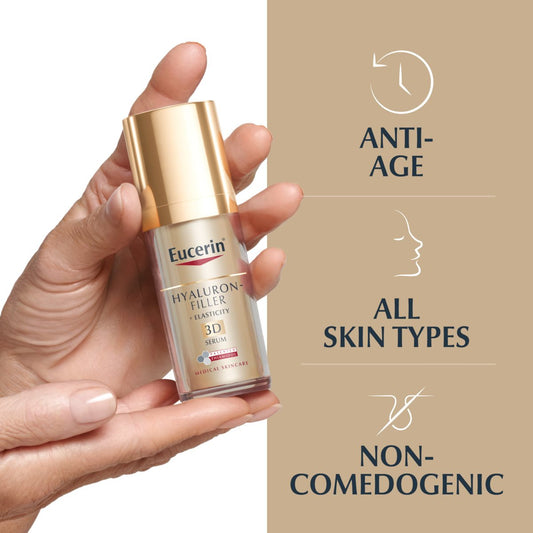هايليورون فلر بلص ايلاستيسيتي ثري دي سيروم من يوسيرين الألمانية 🇩🇪
Eucerin Hyaluron‑Filler + Elasticity 3D Serum

سيروم متطور لمحاربة علامات التقدم بالعمر يعمل على تقليل التجاعيد العميقة، توحيد لون البشرة وتقليل البقع