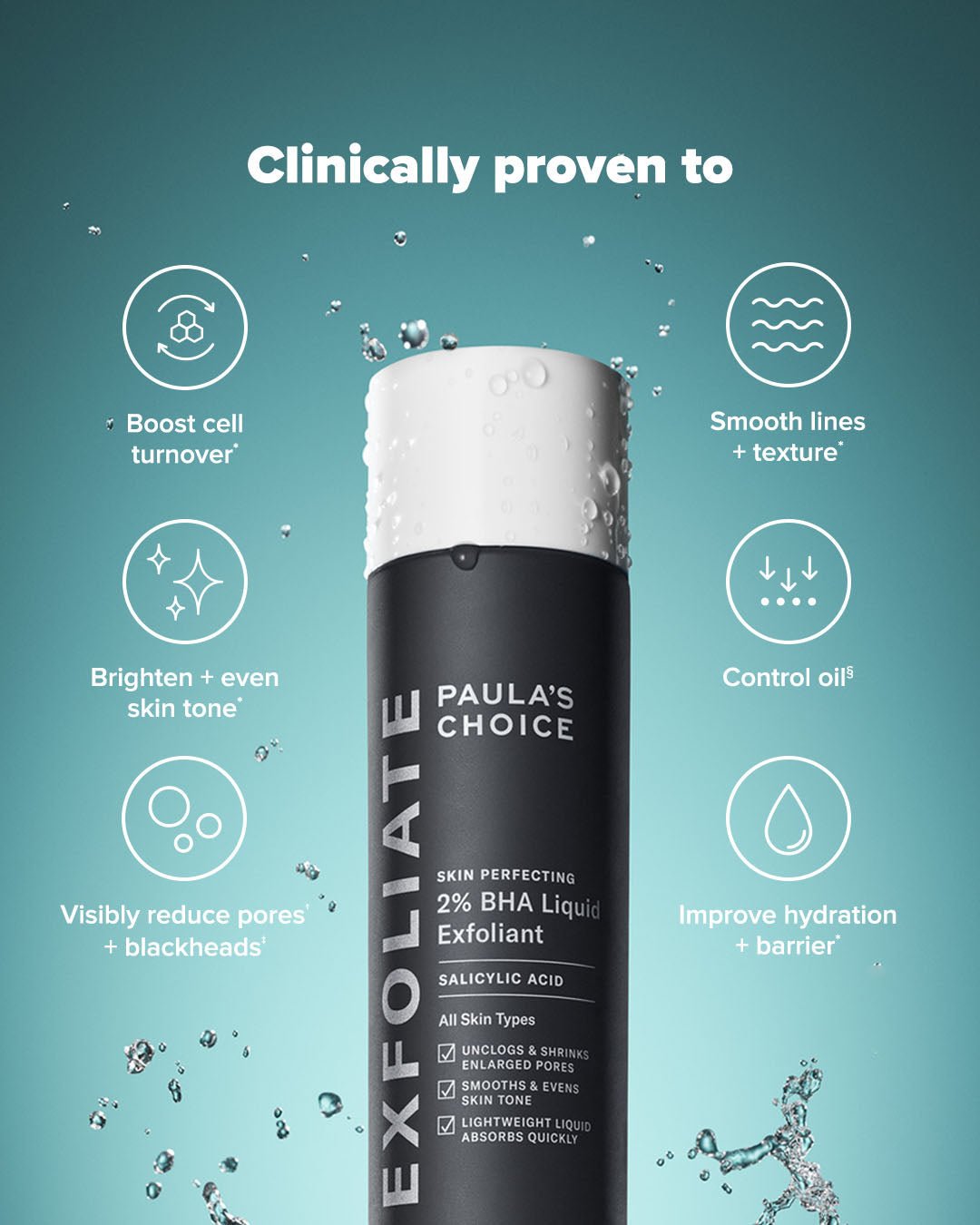 PAULA'S CHOICE EXFOLIATE
👨‍🔬مقشر لطيف غير خشن يترك على البشرة:
👈يحتوي على 2٪ BHA (حمض بيتا هيدروكسي) ، لإزالة انسداد المسام المتضخمة وتقليلها ، وتقشير خلايا الجلد الميتة ، وتنعيم التجاعيد ، وتفتيح البشرة وتوحيد لونها.
👈يكافح الاحمرار والتجاعيد والشيخو