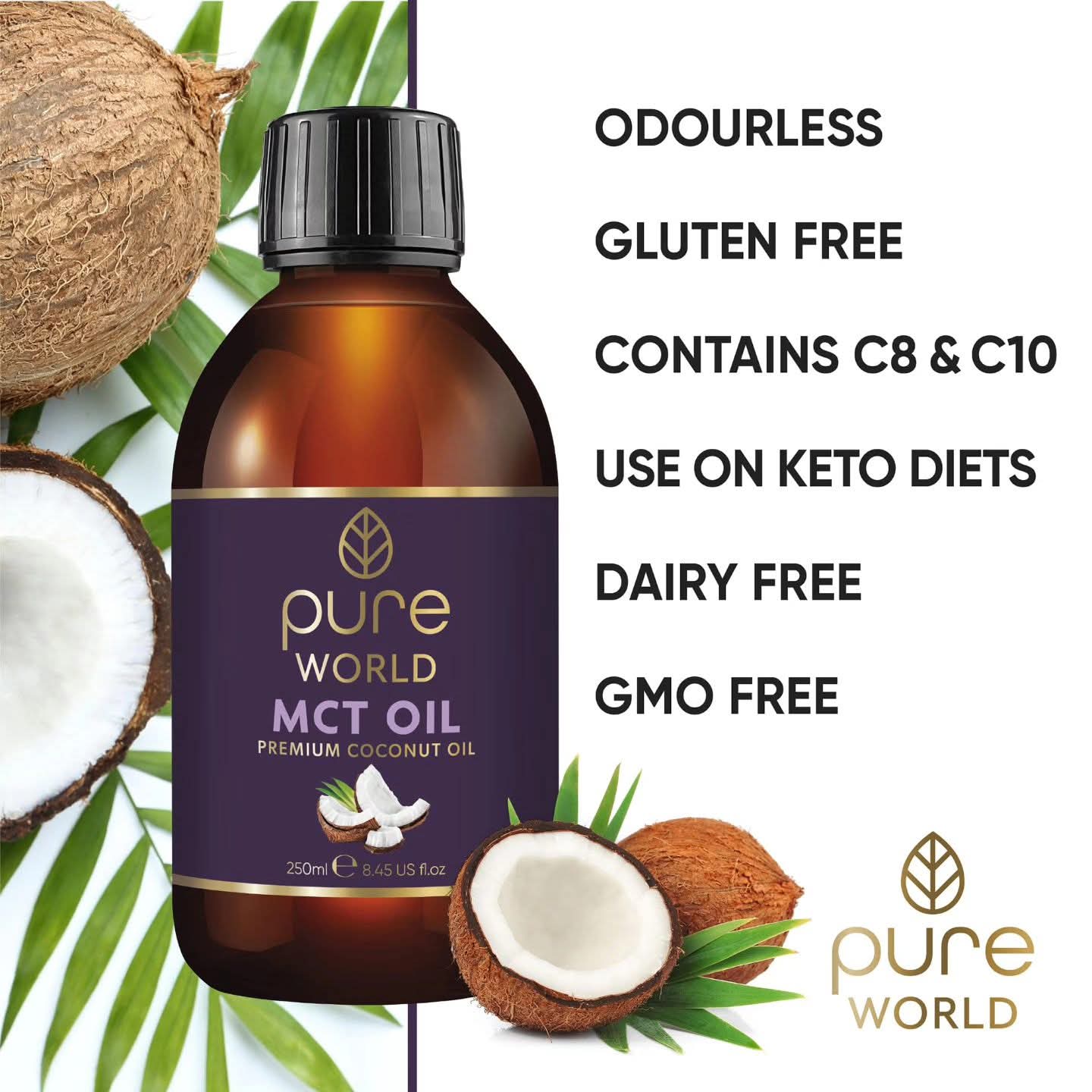 ام سي تي اويل من بيور وورلد الانكليزية 🇺🇲
Pure World MCT Oil